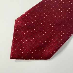 VTG Collections by Tango Mens Red Silk Geometric Dot Pattern Necktie Hand Made